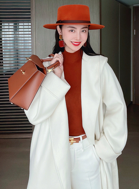 TRACY CHU 丝羊绒红棕色无缝针织半袖打底衫