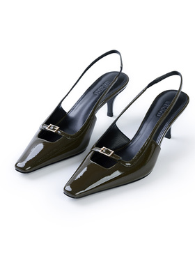 TRACY CHU 橄榄绿色手工打造皮里皮面小高跟凉鞋时尚气质秋冬新品