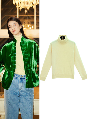 TRACYCHU春游出行LP原绒黄色cashmere羊绒经典休闲百搭长袖高领衫