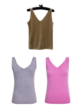 TRACY CHU LP原绒cashmer奶茶色，灰色，粉色经典款百搭风v领背心