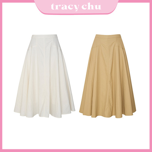 TracyChu混亚麻百搭长半裙