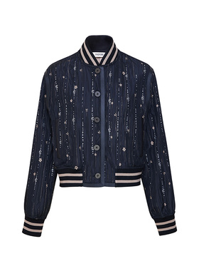 TRACYCHU黑色限量侘寂风双面织花手工钻奢华夹克老钱松弛秋冬新品