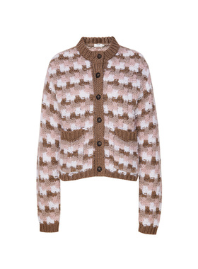 TRACY CHU 新品上新LP原绒CASHMERE混毛粉花纱艺术针织大外套轻奢