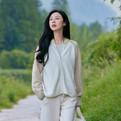 TRACY 新款 CHU lp超细cashmere静奢风拼色厚织夹克老钱松弛感冬季