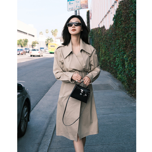 新款 TRACY 嘎巴甸倒三角卡其色风衣春季 GABADINE血统纯正薄款 CHU