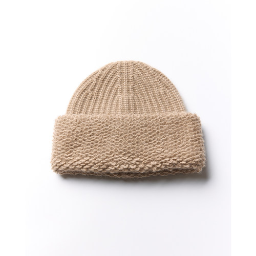 米色手织高加索针织帽