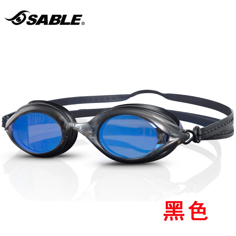 Sable黑貂近视专业游泳镜101镀膜两眼可不同度数RS-3镀蓝膜3D镜片