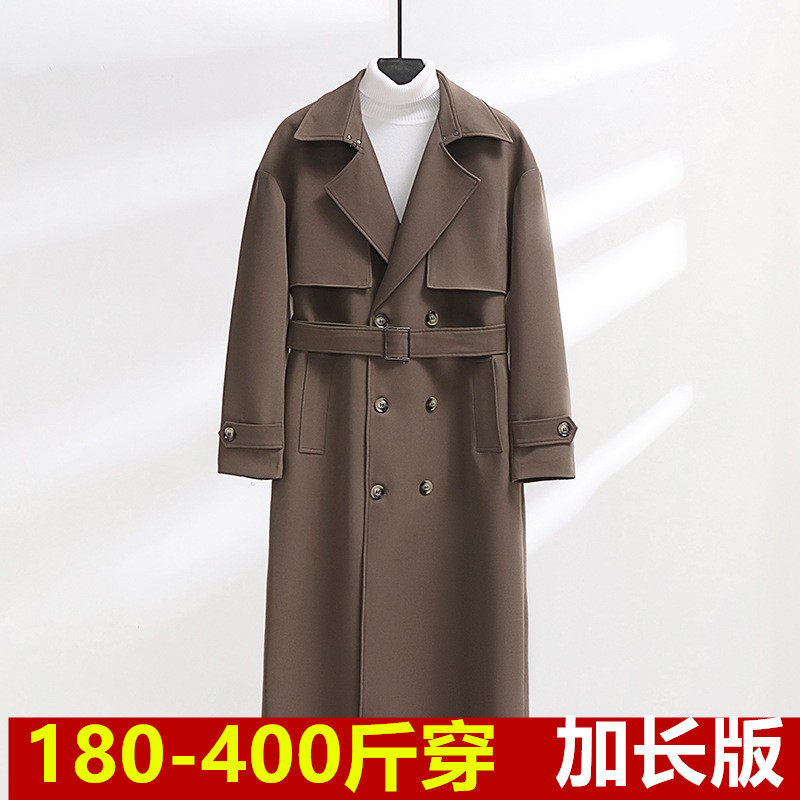 260高个子195男款过膝加长版风衣外套400斤加肥超长款大衣英伦风