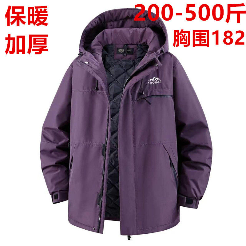 胸围185特大码加肥加大棉服加厚保暖肥佬工装棉衣外套男500斤400