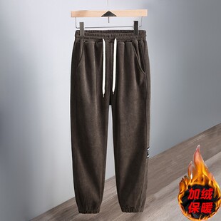 加肥加大码加绒加厚运动裤子400斤男秋冬季胖子宽松保暖休闲长裤