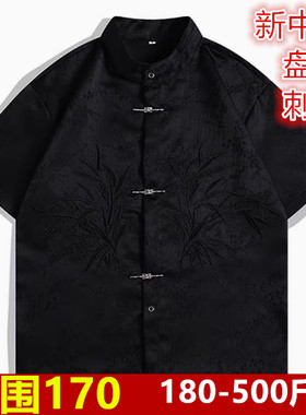 胸200新中式刺绣痞帅冰丝ins潮牌