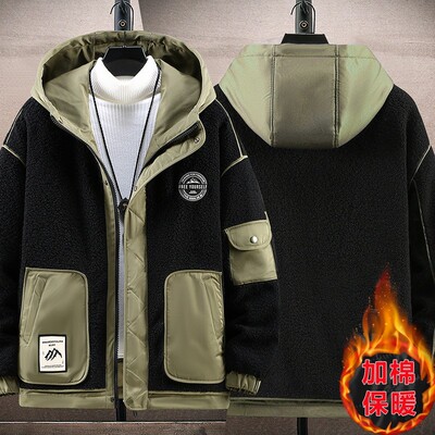 加绒加厚保暖摇粒绒连帽派克