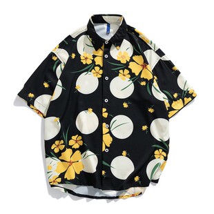 特大码300斤印花衬衫男夏季薄款海边穿搭衬衣港风宽松百搭外套230