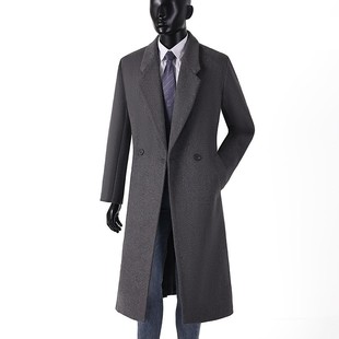360斤特大码 外套男秋冬 羊毛呢大衣商务加肥大号英伦风羊毛超长款