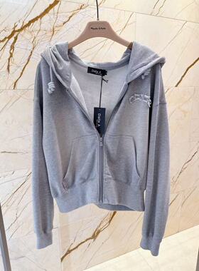 意大利dolla秋冬时尚字母印花休闲宽松连帽拉链卫衣外套特 不退换