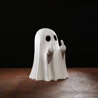 New Halloween cute ghost figant, creative middle finger challenge ghost desktop decoration, as a gift for friends thumbnail 5