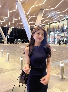 梨形身材春夏气质包臀收腰显瘦修身无袖打底针织连衣裙背心短裙女