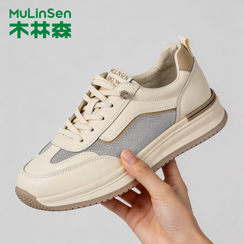 木林森网面运动网孔透气跑步鞋