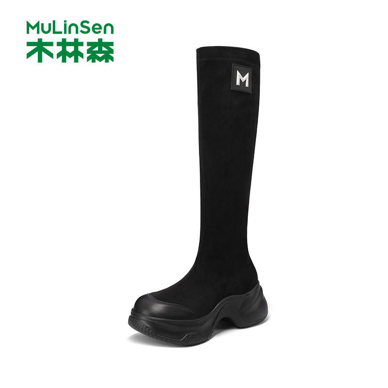 木林森长筒瘦瘦靴女弹力靴骑士靴