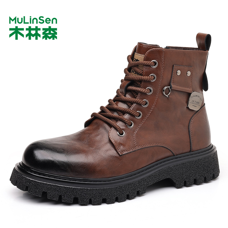 木林森休闲马丁靴男短靴沙漠靴