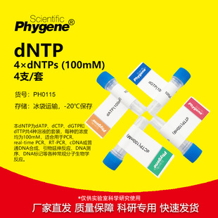 dNTP (100mM) 4管套装 4×100ul 核酸试剂 [PH0115 PHYGENE]