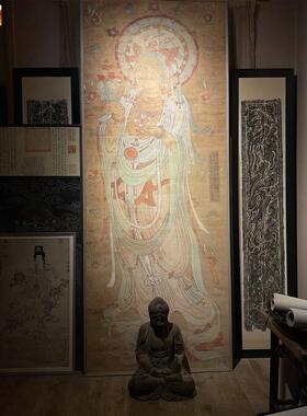 敦煌遗书观音造像菩萨壁画微喷复P制装饰画临摹学习画稿佛像
