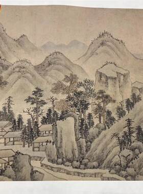 元黄公望秋林烟霭图古代名家山水画长T卷真迹复制品临摹装饰
