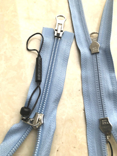 正品YKK双头双开尾83~87厘米5号金属头尼龙长拉链天蓝色