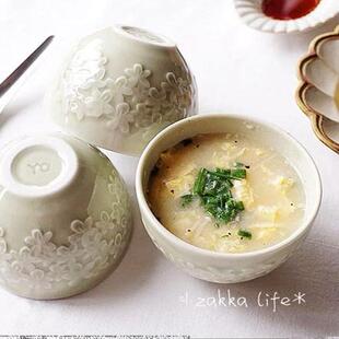 【现货】日本 益子烧 ZAKKA 森女风作家款浮雕小花粗陶碗 餐具