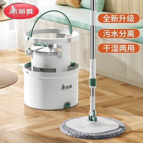 美丽雅小萌猫旋转拖把配件免手洗2025新款萌猫造型厚墩布地拖