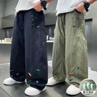 男童裤子夏薄款冰丝速干裤夏季儿童防蚊休闲长裤中大童运动裤夏裤
