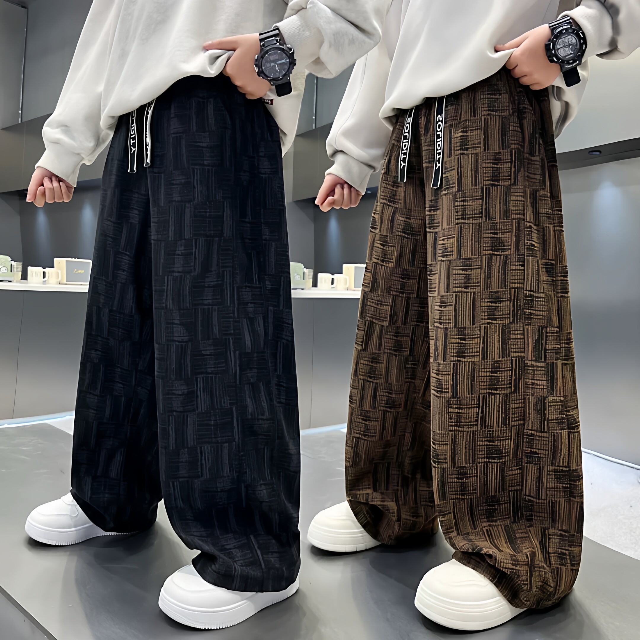 男童春季裤子2026新款春装儿童灯芯绒裤中大童运动直筒休闲风长裤