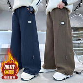 保暖运动裤 男童一体绒裤 儿童加绒休闲裤 灯心绒裤 子秋冬季 2025新款