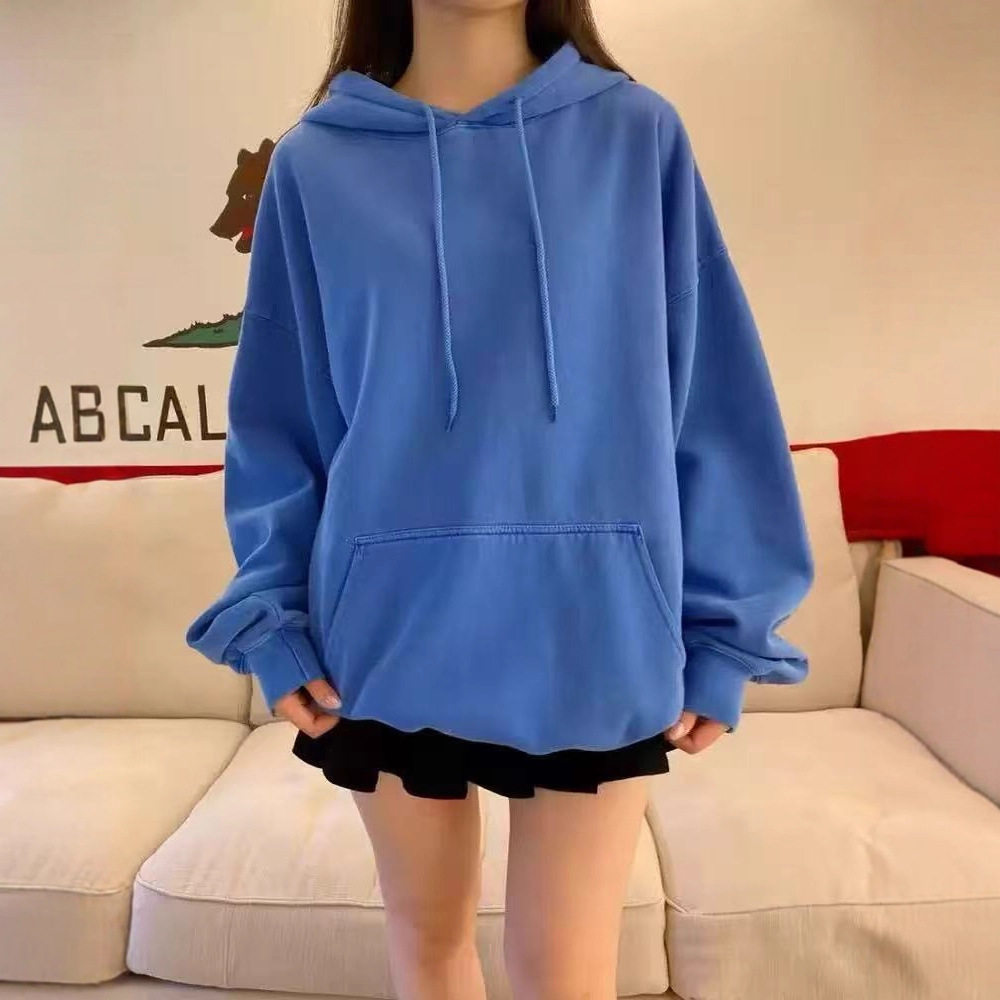 小海鸥蓝色袋鼠兜连帽卫衣
