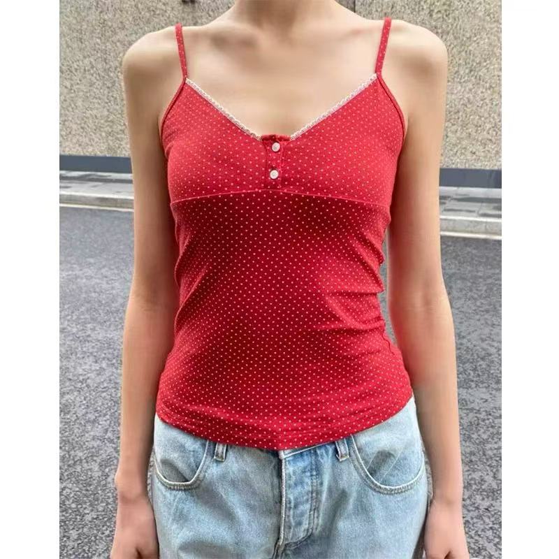 小海鸥波点吊带背心05