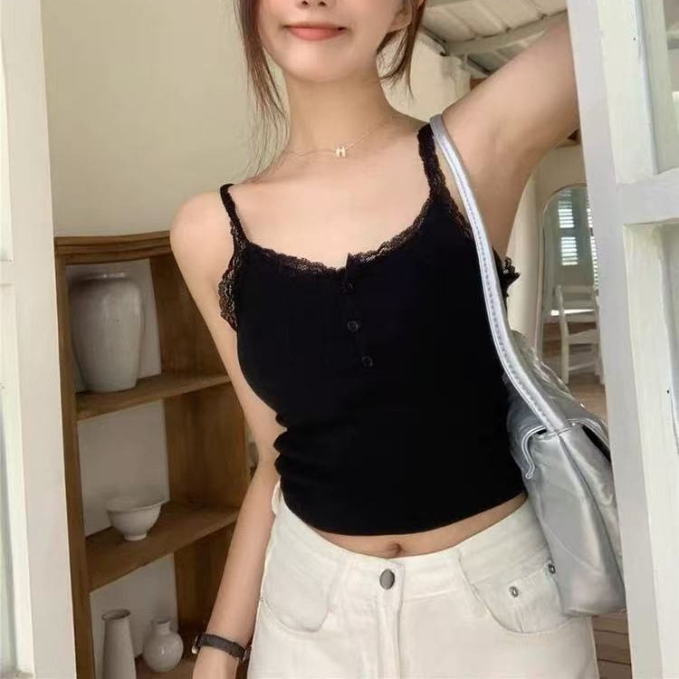 小海鸥蕾丝吊带背心带胸垫