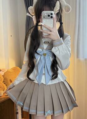 【叮铃猫】南御社原创咖色可爱水手服JK学生日系收腰制服正版套装