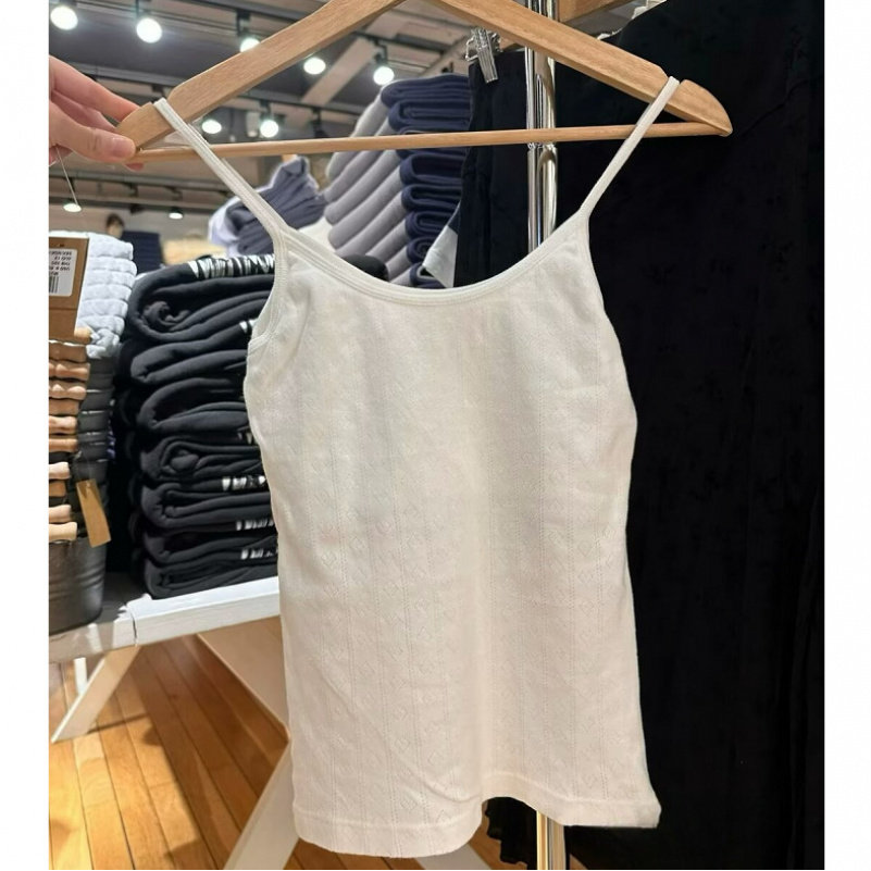 小海鸥白色爱心暗纹吊带背心
