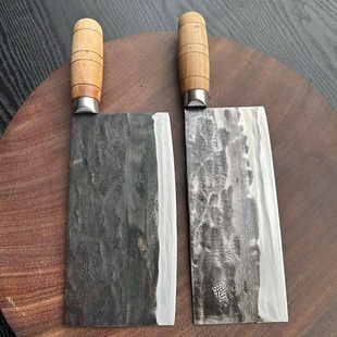 老式轴承钢夹钢手工锻打老式铁刀家用菜刀厨师专用刀斩切刀熟食刀