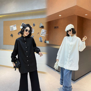 胖妹妹韩系设计感立领木耳边上衣衬衫女200斤衬衣新款大码女装