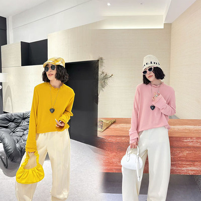 胖妹妹韩系彩色花边德绒打底衫女秋冬款200斤百搭T恤上衣大码女装