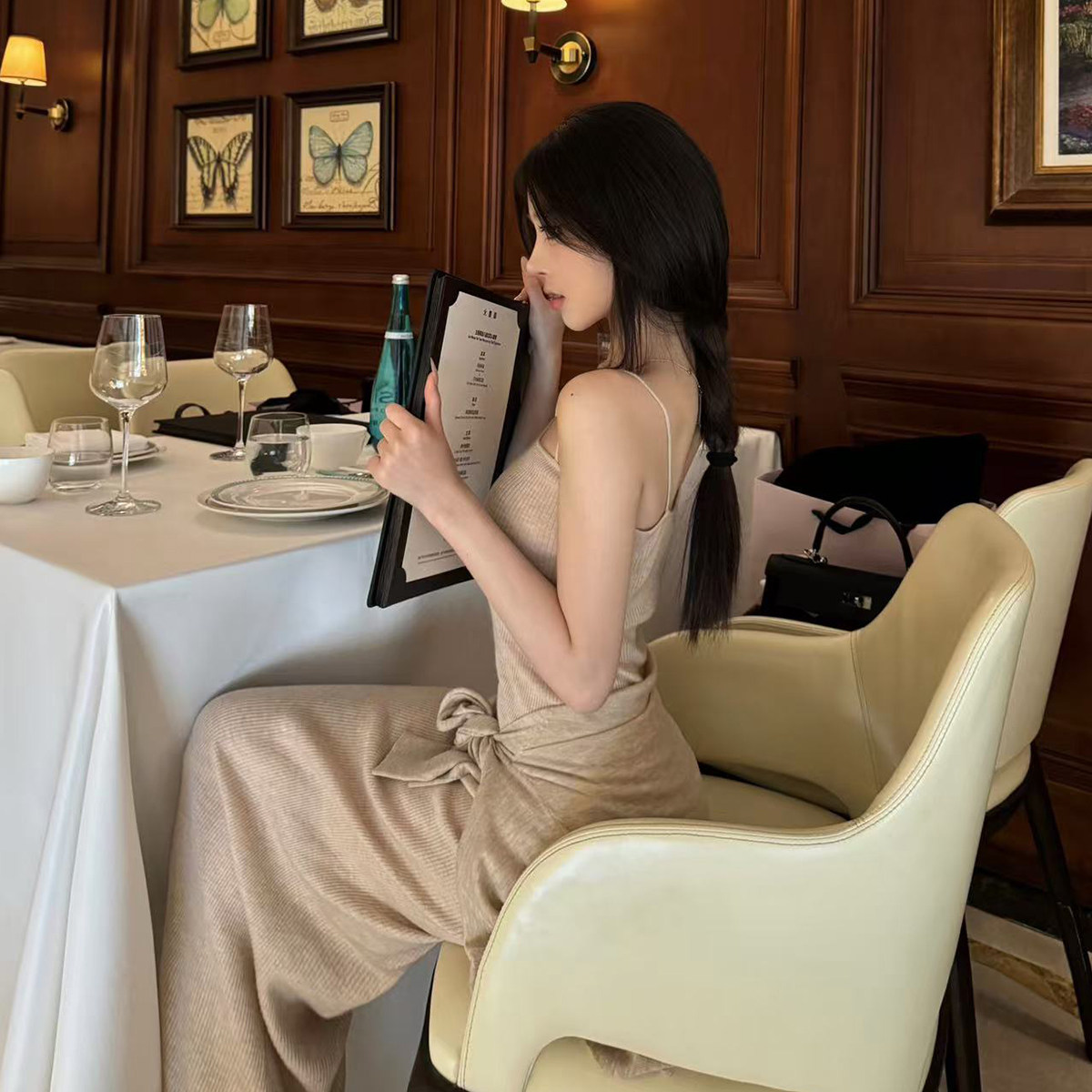 莲的百万｜2024吊带针织内搭杏色连衣裙,女装/女士精品,连衣裙,淘宝优惠券,粉丝福利购,淘宝优惠卷