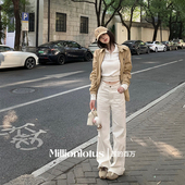 内搭套装 莲 简单利落宽松阔腿直筒休闲牛仔裤 新款 百万2025年冬季