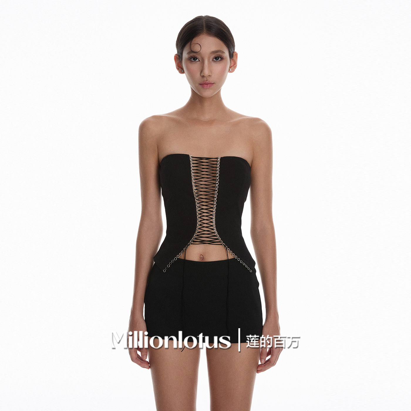 莲的百万  镂空性感 抹胸镂空绑带 短上衣 半裙套装,女装/女士精品,时尚套装,淘宝优惠券,粉丝福利购,淘宝优惠卷