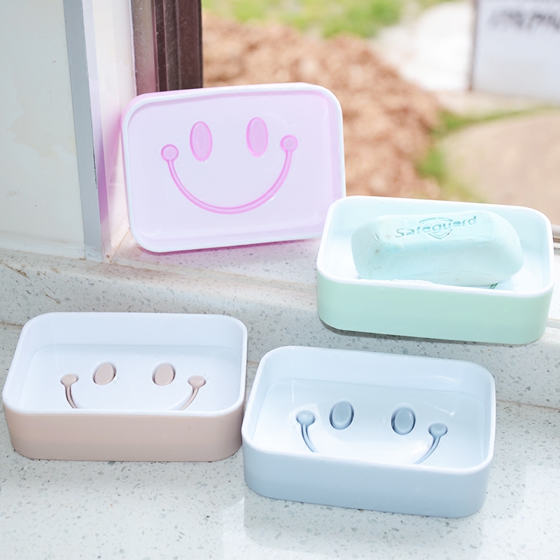 卡通笑脸双层卫浴沥水香皂盒