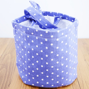 圆点饭盒袋子防水手提小学生保温便当包袋带饭装午餐男女拎包中号