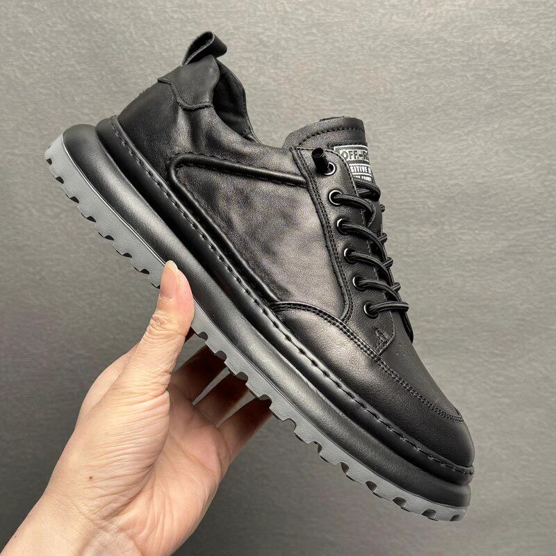 头层牛皮运动休闲皮鞋男冬季加绒真皮纯牛皮棉鞋发泡厚底软底男鞋