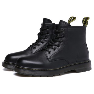 冬季真皮马丁靴男头层牛皮软皮软底牛筋底侧拉链短筒皮面防水皮靴