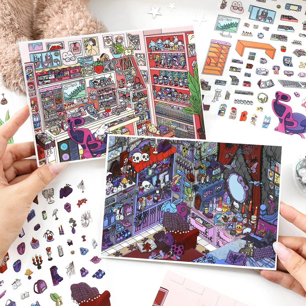 Infeel me我的小屋17+18造景贴纸微缩小屋手工diy解压玩具贴画