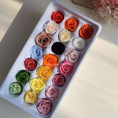 永生花diy花材优质2-3CM玫瑰花钥匙扣车挂制作材料包手工制作礼物